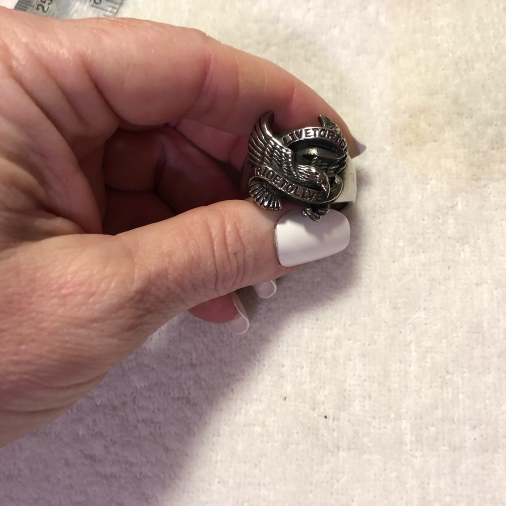 Love to Ride Ride to Live eagle biker stainless steel ring unisex